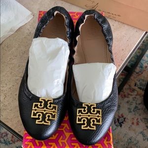 Tory Burch Black & Gold Melinda Ballet Flat